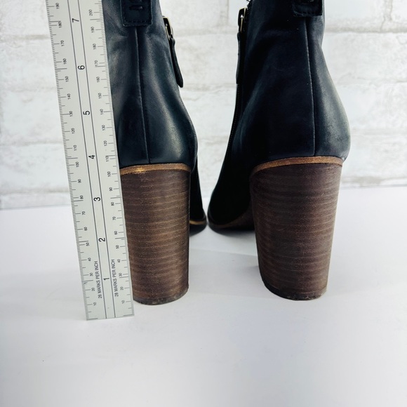 BP Lea Womens Ankle Boots Leather Black Sz 11 Round Toe Zip Block Western Chic - Picture 6 of 9